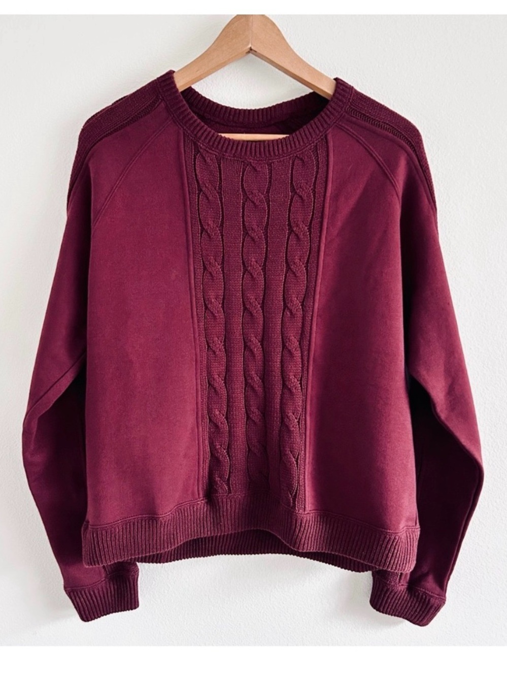 Tuckernuck wine tasting Women’s Cable Front Crewneck Sweater - Burgundy small